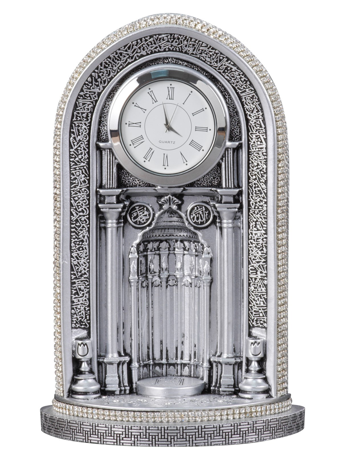 Islamic Table Decor Clock with Ayatul Kursi Mihrab