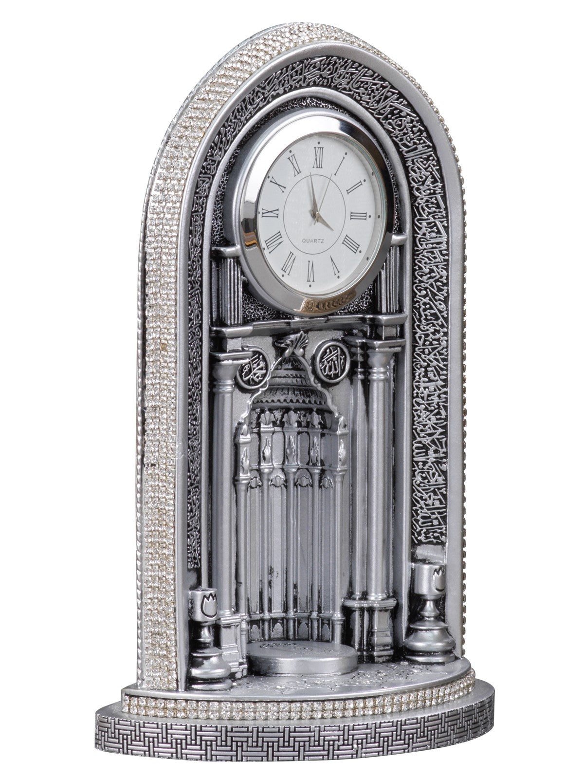 Islamic Table Decor Clock with Ayatul Kursi Mihrab