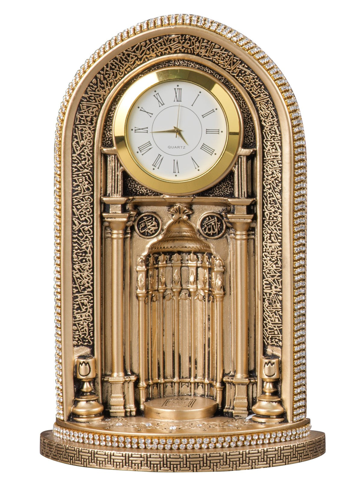 Islamic Table Decor Clock with Ayatul Kursi Mihrab