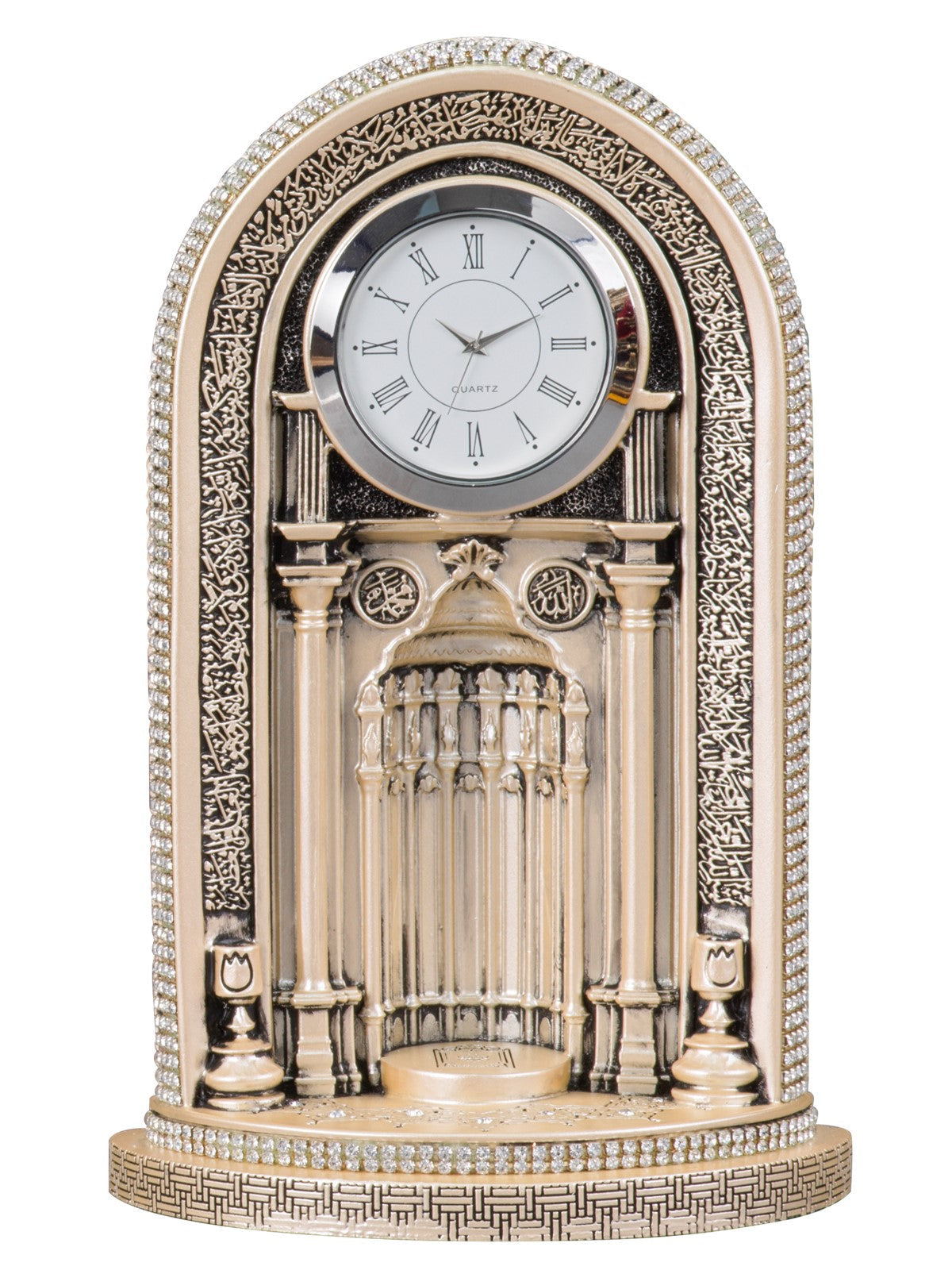 Islamic Table Decor Clock with Ayatul Kursi Mihrab