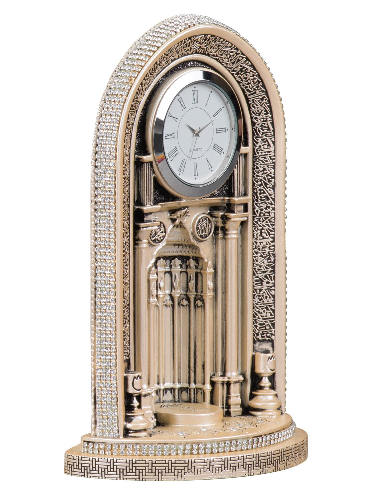 Islamic Table Decor Clock with Ayatul Kursi Mihrab
